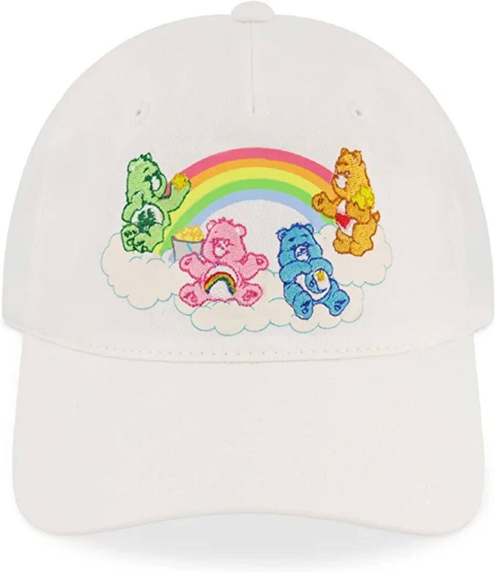 Care Bears Hat Baseball Cap Adjustable Hook Loop Embroidered Rainbow White OS